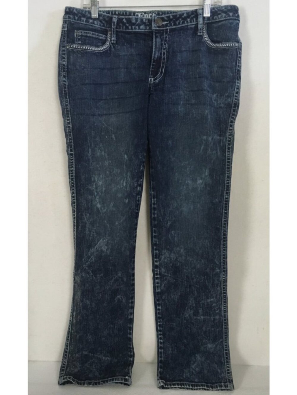 Rock 47 Jeans Size 13 Inseam 34 Embroidered Cross Pockets Mid Rise Bootcut